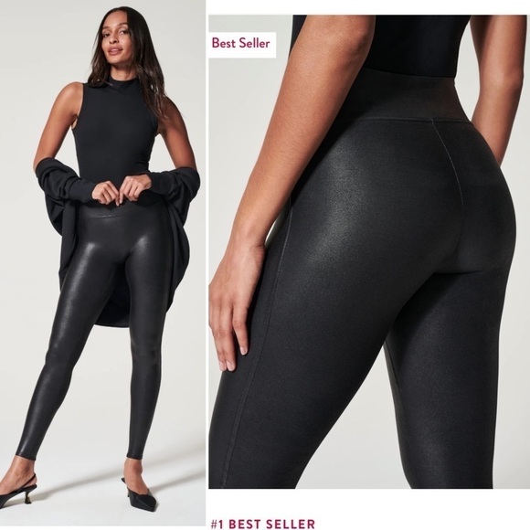 Spanx Faux Leather Leggings in Black, Women's Small - Picture 9 of 13